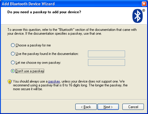 XP Bluetooth Wizard Screen 3