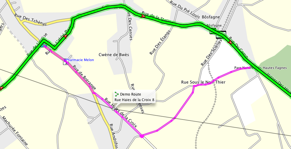 Dragging waypoint to correct route